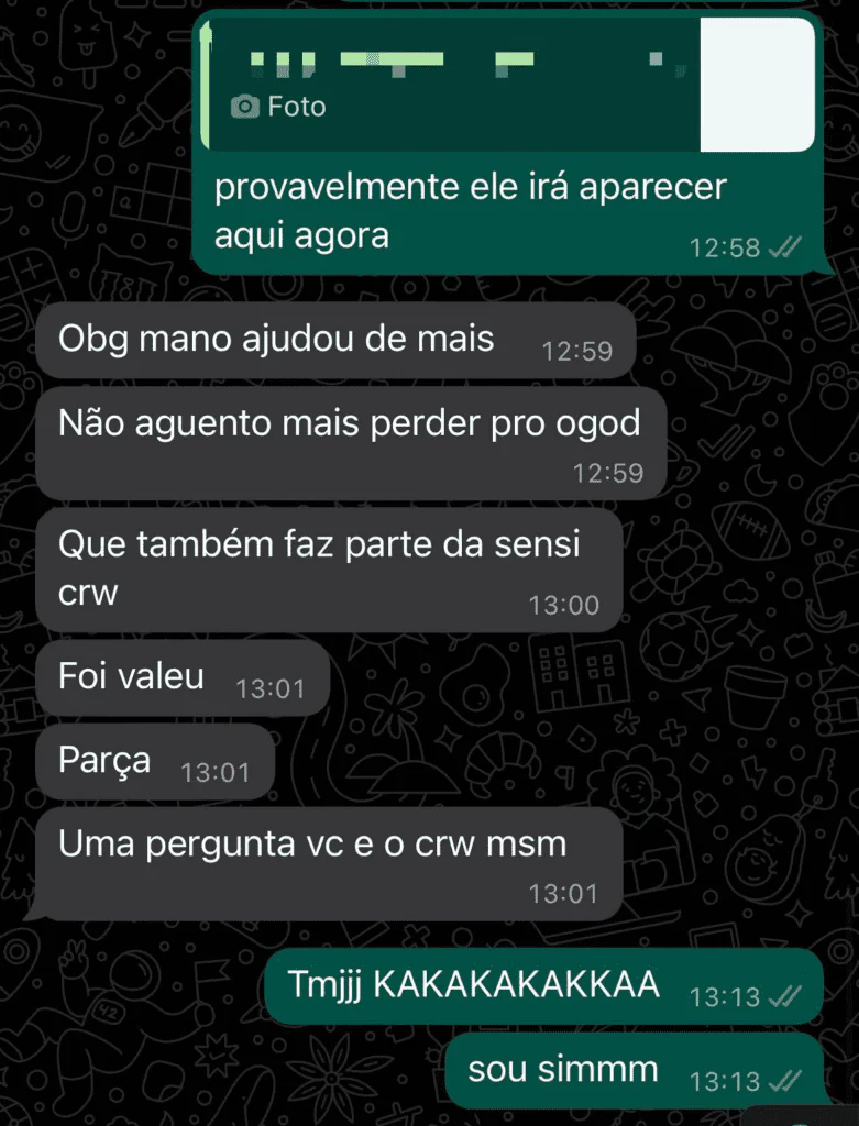 Print real de mensagem de um aluno satisfeito