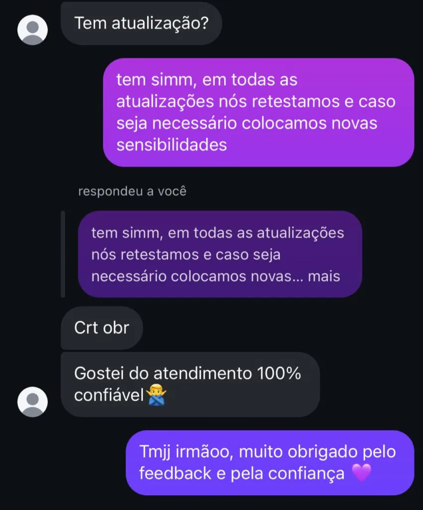Print real de mensagem de um aluno satisfeito