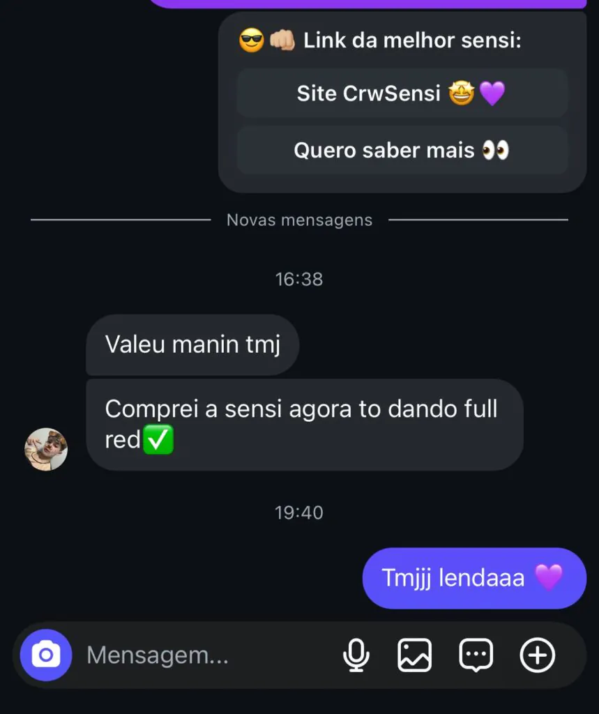 Print real de mensagem de um aluno satisfeito
