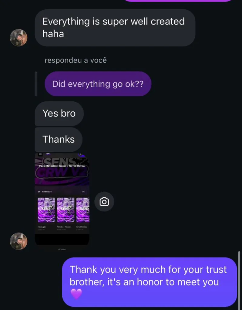 Print real de mensagem de um aluno satisfeito