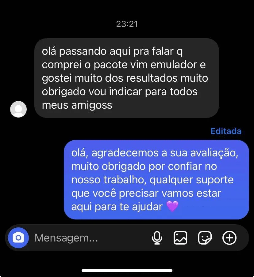 Print real de mensagem de um aluno satisfeito
